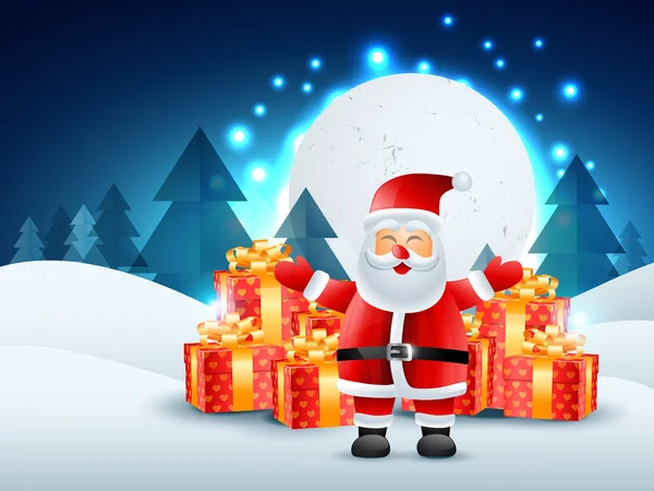 Weihnachtsmann mit Geschenken — Stockvektor