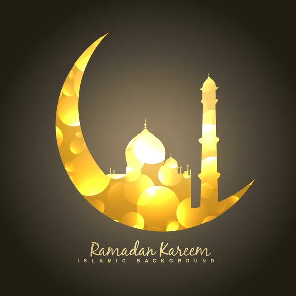 Golden moon and mosque — Stock Vector