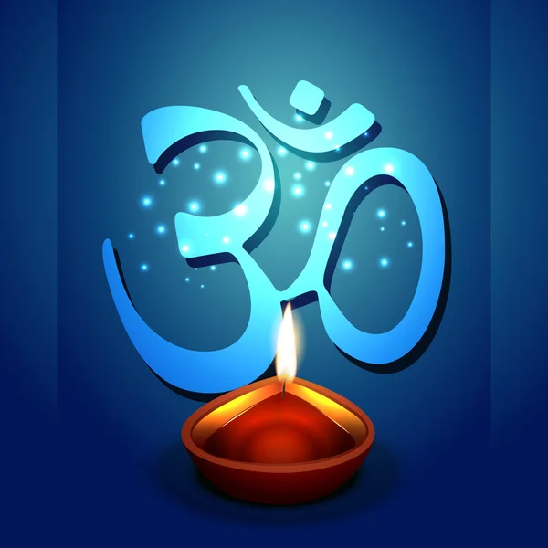 Diwali diya con om símbolo — Vector de stock