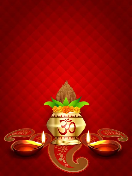 Diwali diya y kalash — Vector de stock