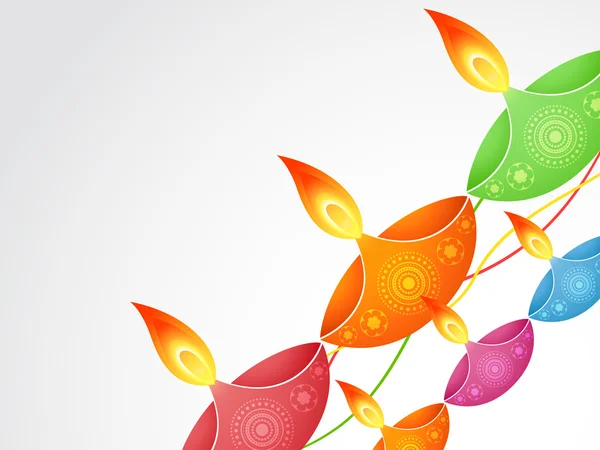 Diwali diya colorido — Vector de stock