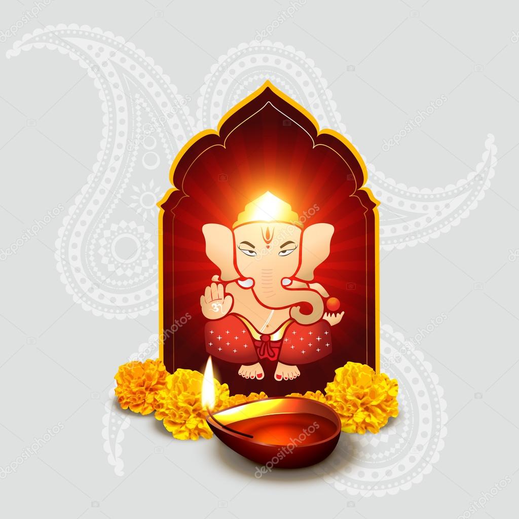indian god with diwali diya
