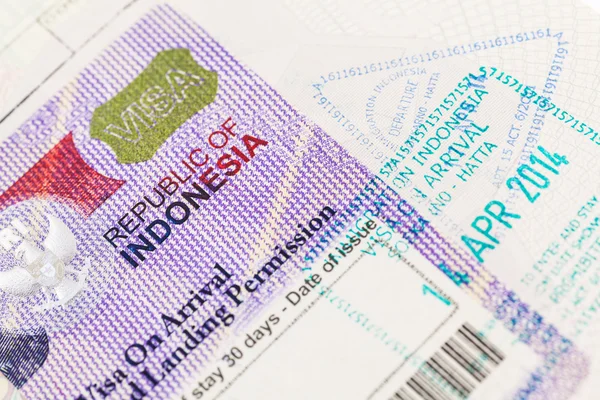 印度尼西亚签证 — 图库照片
