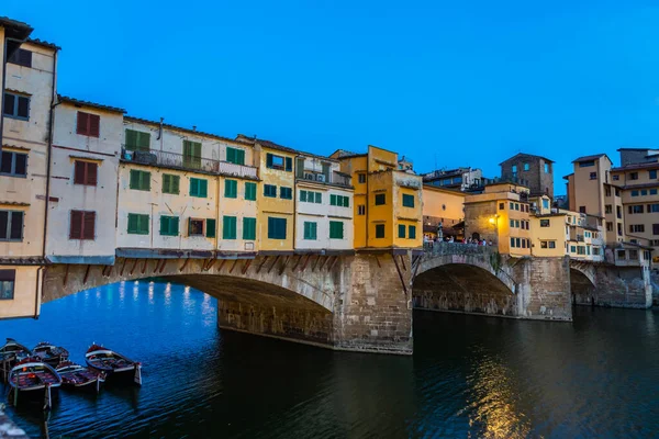 Florence Italië Circa Juni 2021 Zonsondergang Ponte Vecchio Oude Brug — Stockfoto