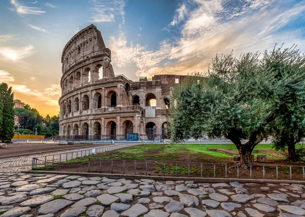 ローマ ローマ イタリアのコロッセオの詳細ページ コロシアムとも呼ばれ イタリアで最も有名な観光地です 背景に青空が広がる絶景 — ストック写真