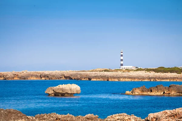 Minorca Isle Spanje Circa August 2020 Schilderachtige Artrutx Vuurtoren Bij — Stockfoto