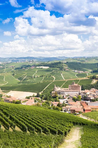 Campo Panorâmico Região Piemonte Itália Cênico Vinhedo Colina Com Famoso — Fotografia de Stock