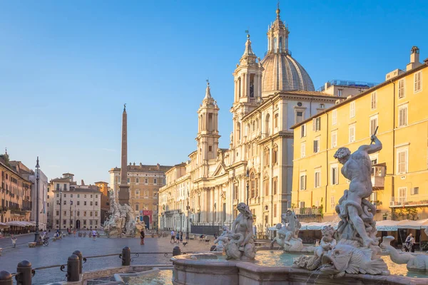 Rome Italy Circa August 2020 Сонячне Світло Будівлях Площі Навона — стокове фото