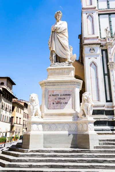 Dante Alighieri Staty Florens Toscana Regionen Italien Med Fantastisk Blå — Stockfoto