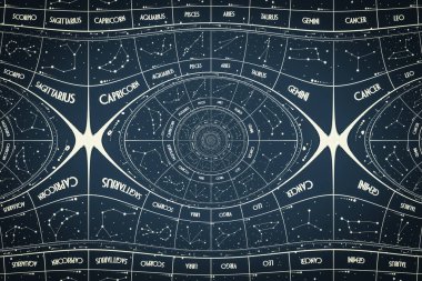Droste etkisi arka planı. Astroloji, fantezi, zaman ve sihirle ilgili kavramlar için soyut tasarım.