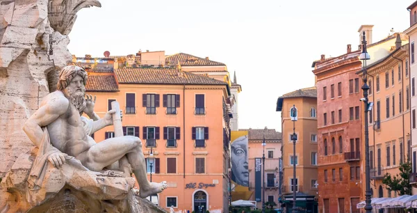 Rome Italien Circa August 2020 Detalj Piazza Navona Navonas Torg — Stockfoto