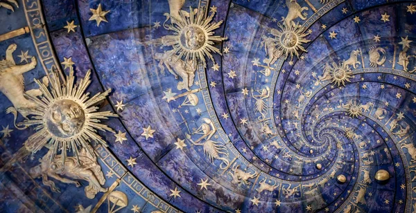 Zodiac Σημάδια Ωροσκόπιο Φόντο Έννοια Για Φαντασία Και Μυστήριο Μπλε — Φωτογραφία Αρχείου