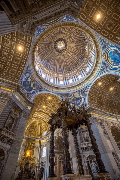 Řím Vatican Stát Srpna 2018 Interiér Baziliky Petra Kupolí Detail — Stock fotografie