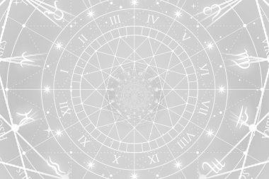 Mistisizm, astroloji, fantezi üzerine soyut eski kavramsal geçmiş - beyaz