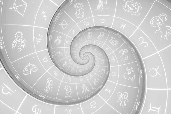 Znaki Zodiaku Tło Horoskopu Koncepcja Fantazji Tajemnicy Biały — Zdjęcie stockowe