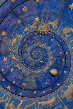 Astroloji ve simya tablosu arkaplan illüstrasyonu - mavi