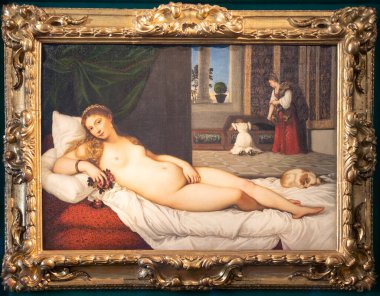 Floransa, İtalya - 2022 yılı civarı Urbino Venüsü, Titian, 1538. Sanattaki kadın güzelliği