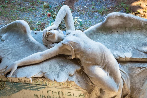 Genoa Italien Juni 2020 Antik Staty Ängel 1910 Marmor Kristen — Stockfoto