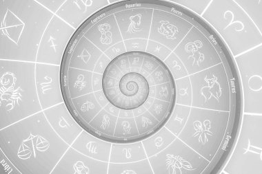 Burç işaretli ve sembollü astrolojik altyapı - beyaz