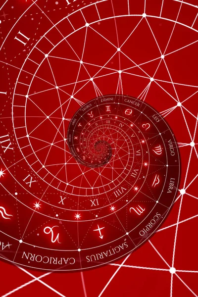 关于神秘主义 占星术 幻想红的旧概念背景摘要 — 图库照片