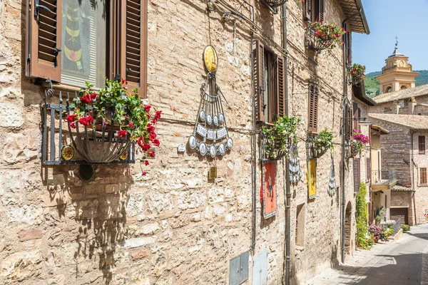 Spello Italy Circa June 2021 Flowers Ancient Street Spello Located — Stock Photo, Image