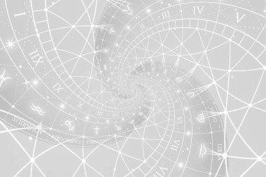 Mistisizm, astroloji, fantezi üzerine soyut eski kavramsal geçmiş - beyaz
