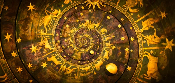 Znaki Zodiaku Tło Horoskopu Koncepcja Fantazji Tajemnicy Czarny — Zdjęcie stockowe