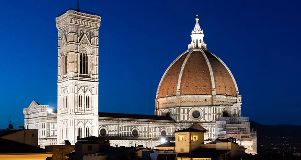 Florence Duomo Campanile Bell Tower Architecture Illuminated Night Italy Urban — Stock Photo, Image