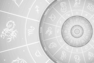 Burç işaretli ve sembollü astrolojik altyapı - beyaz