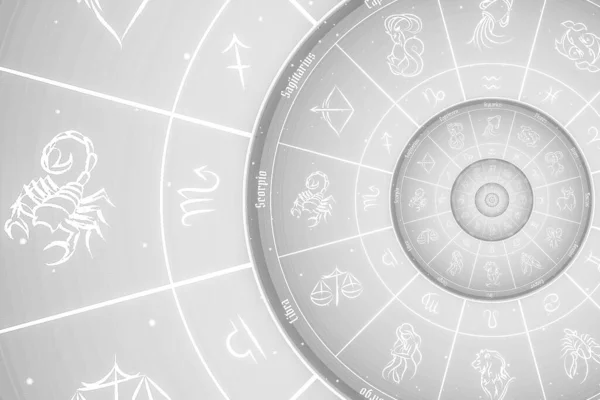 Sfondo Astrologico Con Segni Zodiacali Simbolo Bianco — Foto Stock