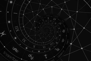 Mistisizm, astroloji, fantezi üzerine soyut eski kavramsal geçmiş - siyah