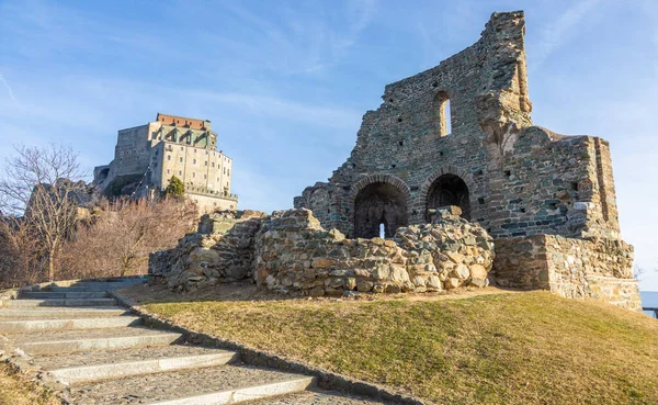 Michael Abbey Sacra San Michele Talya Manastır Ortaçağ Binası — Stok fotoğraf