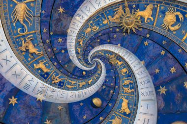 Mistisizm, astroloji, fantezi üzerine soyut eski kavramsal geçmiş - mavi