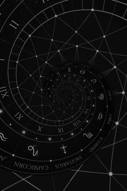 Astroloji ve simya tablosu arkaplan çizimi - siyah