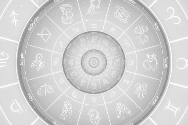 Astroloji ve simya tablosu arkaplan illüstrasyonu - beyaz