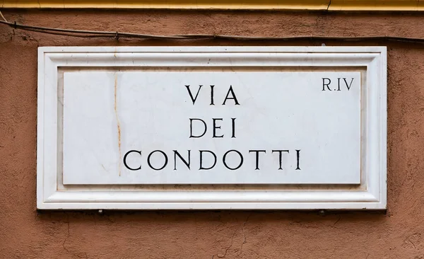 Roma Talya Ünlü Condotti Yolu Nun Sokak Plakası Dei Condotti — Stok fotoğraf