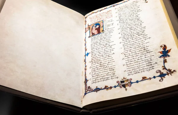 Florence Italie Vers Juillet 2021 Feuille Manuscrite Antique Divine Comédie — Photo