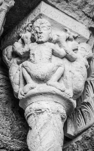 Abbazia San Michele Sacra San Michele Italia Scultura Mostro Gargoyle — Foto Stock