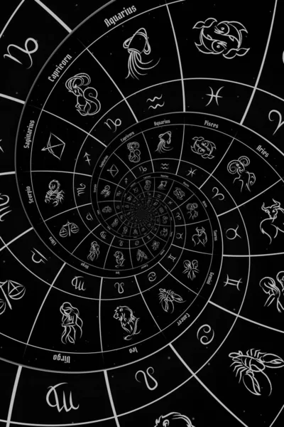 Zodiaque Signes Horoscope Fond Concept Fantaisie Mystère Noir — Photo