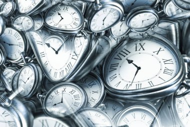 Sonsuz saat sarmalı ile Droste etkisi arka planı. Zaman ve son teslim tarihi ile ilgili kavramlar için soyut tasarım.