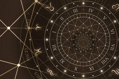 Mistisizm, astroloji, fantezi üzerine soyut eski kavramsal geçmiş - siyah