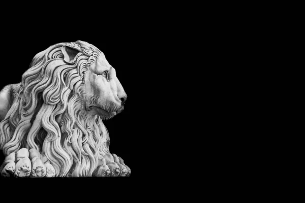 Antique lion statue , made of stone, with copy space. Concept security, safety, guard