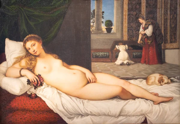 Floransa, İtalya - 2022 yılı civarı Urbino Venüsü, Titian, 1538. Sanattaki kadın güzelliği