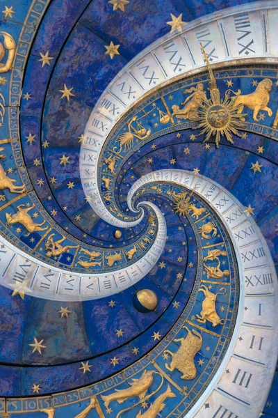 Latar Belakang Astrologi Dengan Tanda Zodiak Dan Simbol Biru — Stok Foto