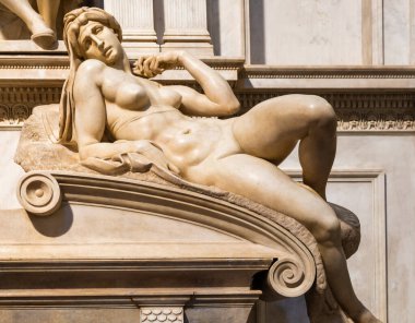 Floransa, İtalya - Temmuz 2021 dolaylarında. Medici Kilisesi iç mimarisi, Cappelle Tıp. Michelangelo Rönesans Sanatı.