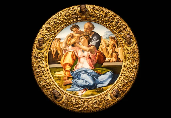 フィレンツェ イタリア Circa 2021年8月 聖ヨハネ洗礼者聖家族 トンドという名前 ミケランジェロ ブオンアルティ 1507年 — ストック写真