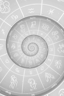 Burç işaretli ve sembollü astrolojik altyapı - beyaz