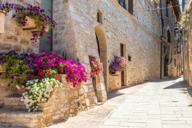 İtalya 'nın Umbria bölgesindeki Assisi köyü. Kasaba, İtalya 'nın en önemli St. Francis Bazilikası olan Bazilika di San Francesco ile ünlüdür.