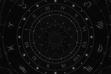 Astroloji ve simya tablosu arkaplan çizimi - siyah