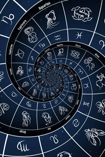 Sfondo Astrologico Con Segni Zodiacali Simbolo Blu — Foto Stock